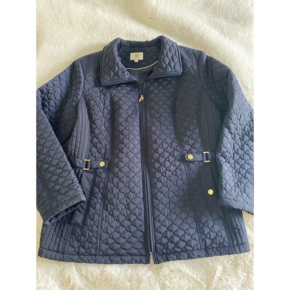 Gallery Woman Blue Onion Quilted Zipper Coat Sz‎ 1X